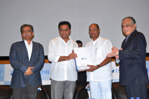 KT Rama Rao at the launch of Technology Entrepreneurship Program at ISB along with Sri HK Mittal, & Ajit Rangnekar